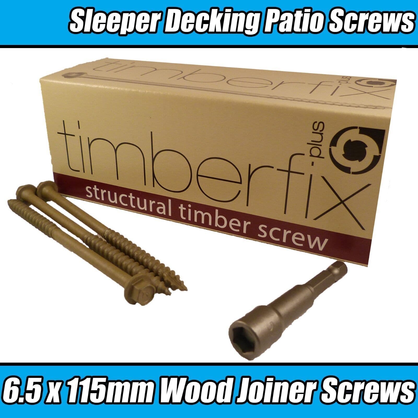 6.5mmx115mm Timberfix Timberlock Structural Patio Decking Hex Screws