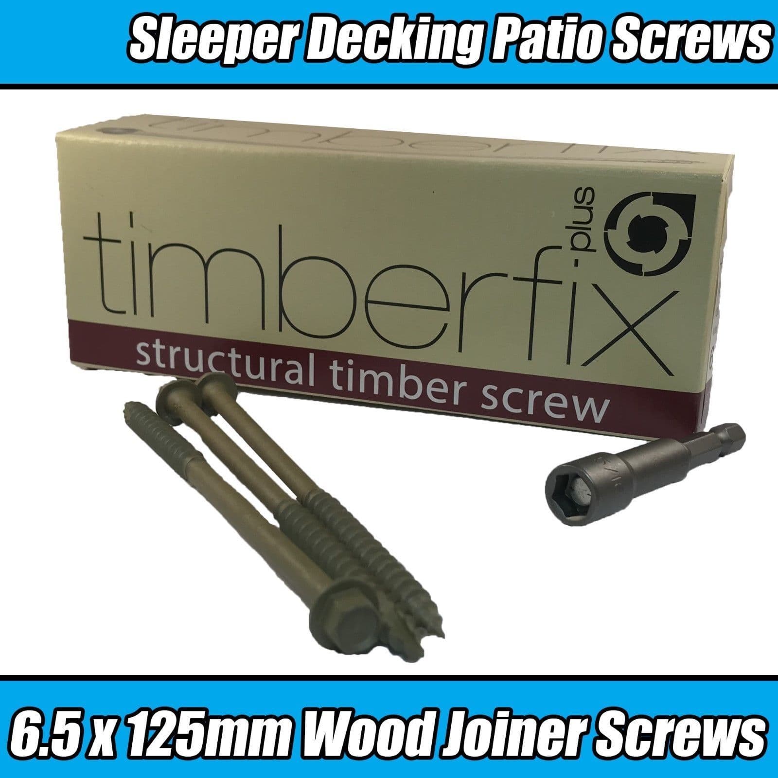 6.5mmx125mm Timberfix Railway Sleeper Diy Decking Wood Hex Screws