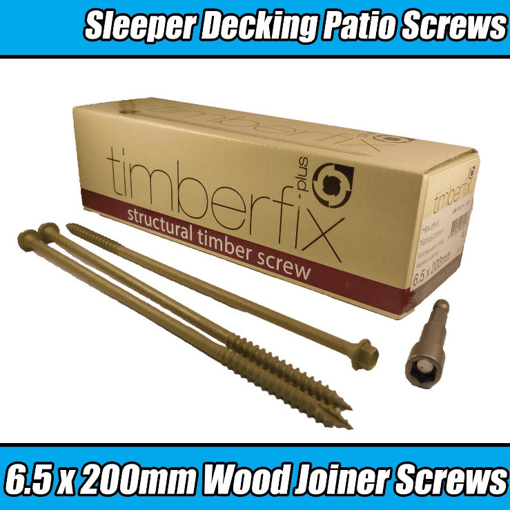 6.5mmx200mm Index Timber Lock Structural Patio Decking Wood Hex Screws
