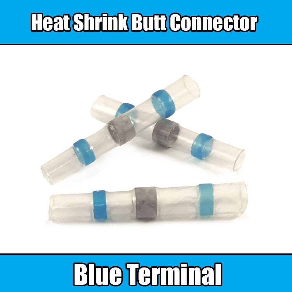 Blue Heat Shrink Solder Sleeves Electrical Wire Butt Connectors Terminals