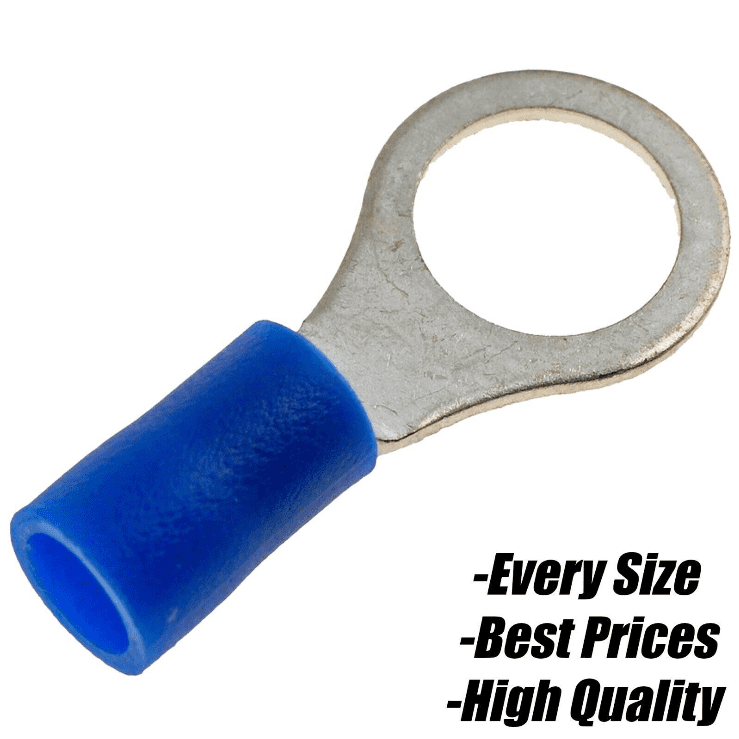 Round Crimp Blue Ring Hoop Eyelet Insulated Electrical 10.5mm Crimp Terminals