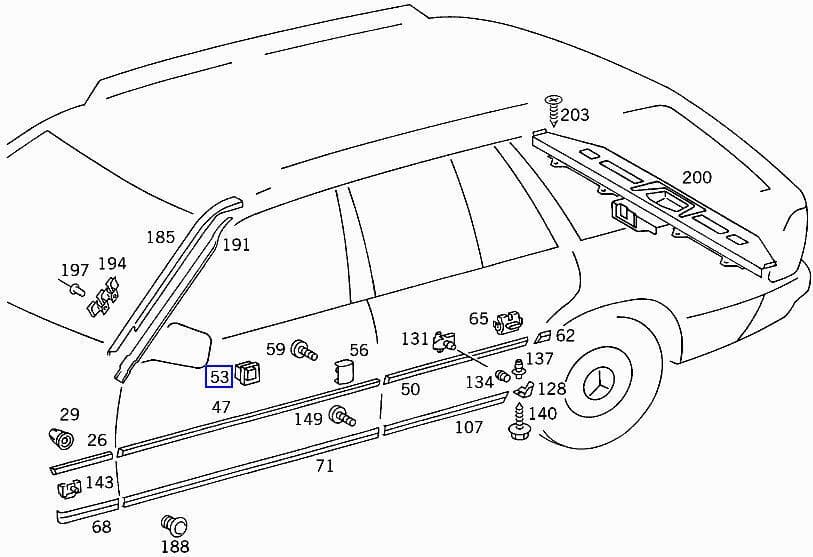 Body Door Moulding Trim Clips for Mercedes EClass W124 White Plastic