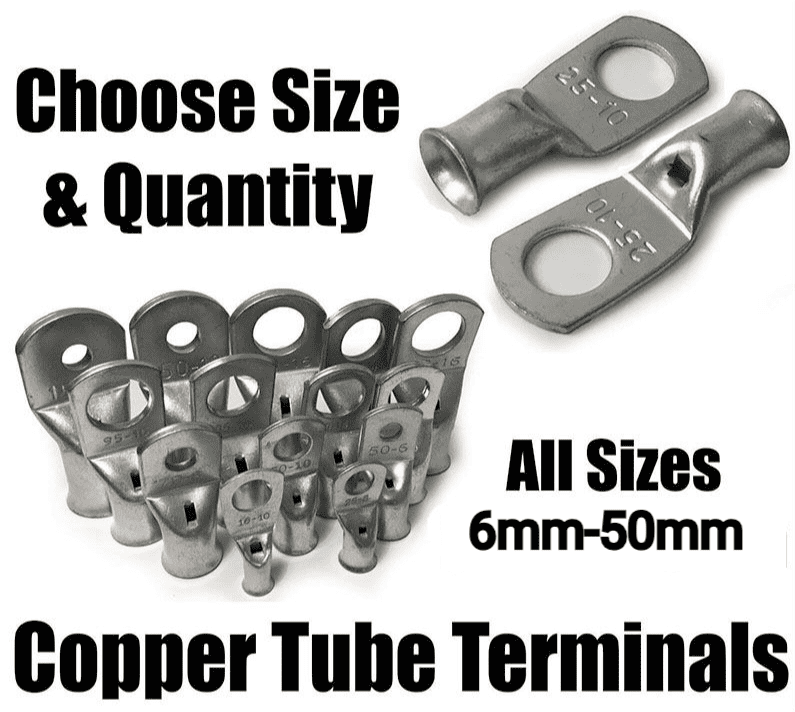 Copper Tube Terminals Battery Welding Cable Lug Ring Crimp Eyelets 6mm ...