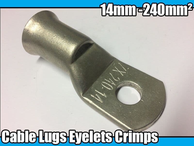 Copper Tube Terminals Crimp/Solder Cable Lugs Eyelets Battery 14mm
