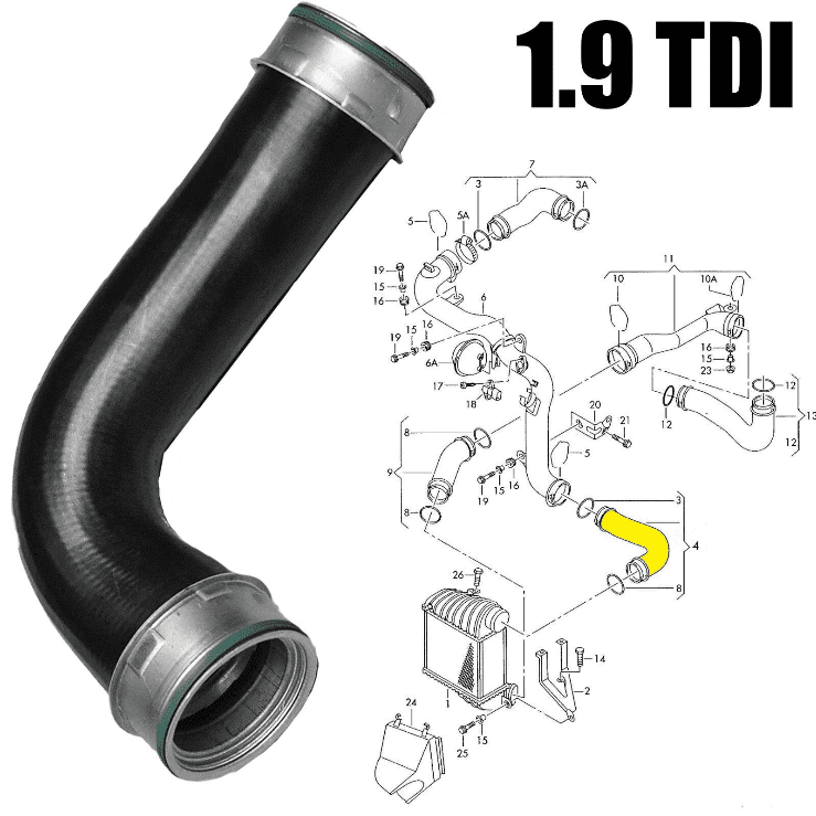 Engine Turbo Intercooler Hose VW Golf Bora Audi A3 SEAT Leon Toledo