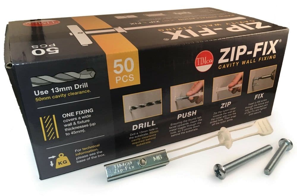 GENUINE ZIP FIX PLASTERBOARD HOLLOW CAVITY WALL FIXINGS TOGGLER TYPE