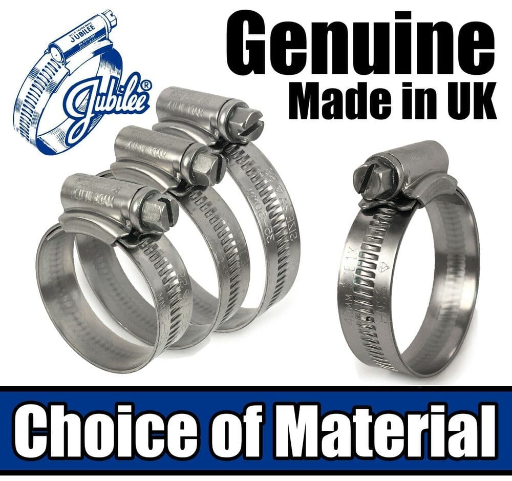Jubilee Hose Clips Stainless Steel/Mild Steel Pipe Clamps Worm Drive