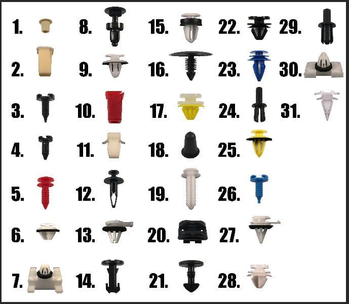 Land Rover Door Card Moulding Trim Panel Wheel Arch Fastener Clips Set