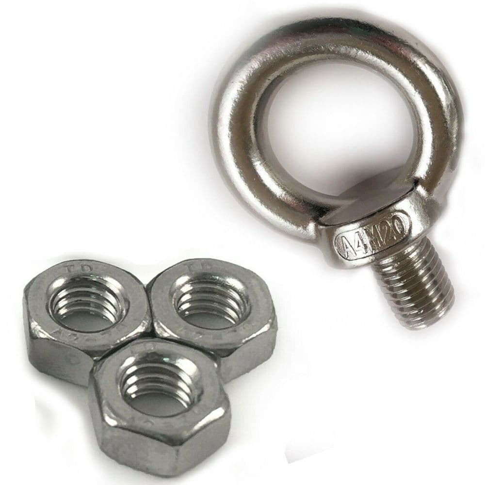 Lifting Eye Bolts A4 Marine Stainless Steel Metric Thread With Full Hex