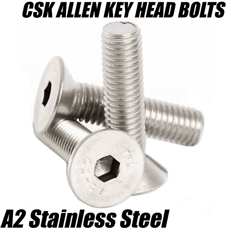 M10 A2 Stainless Steel Machine Screws Countersunk Bolts Allen Key