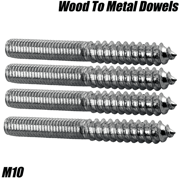 M10 Wood To Metal Dowels Wall Hanger Bolts Furniture Fixing 50 60 70 80