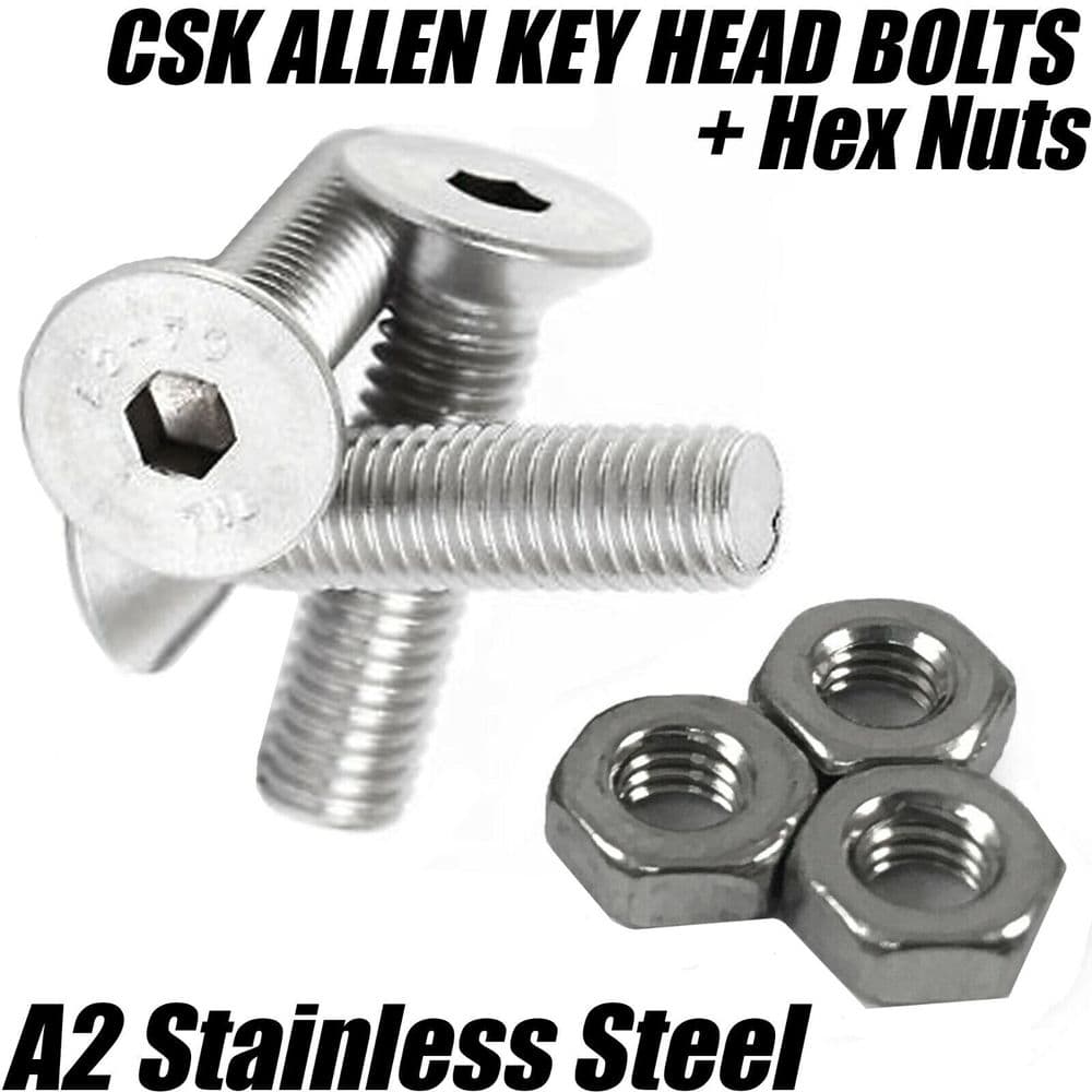 M16 A2 Stainless Steel Countersunk Screws Allen Key Socket Bolts + Full