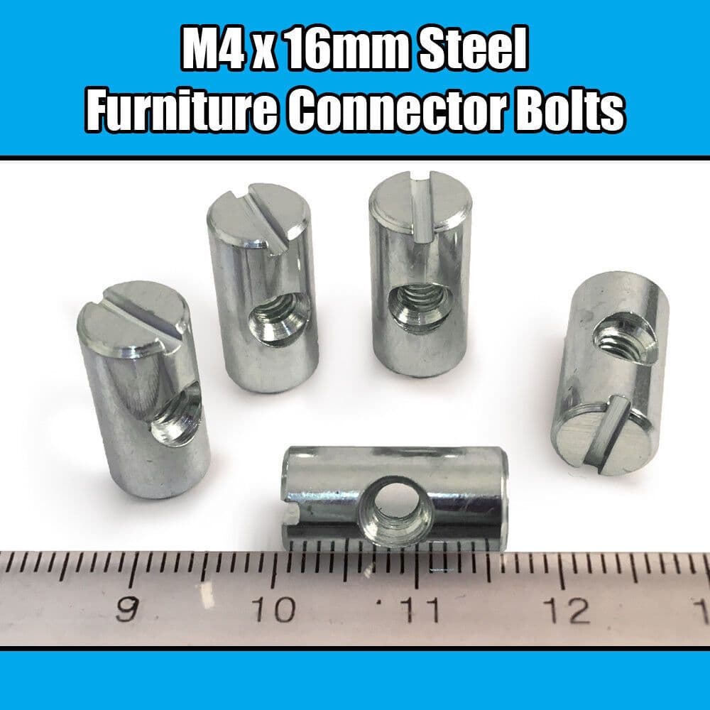 M4x16mm Furniture Cross Dowel Barrel Nuts Centre Threaded Fixing Cot