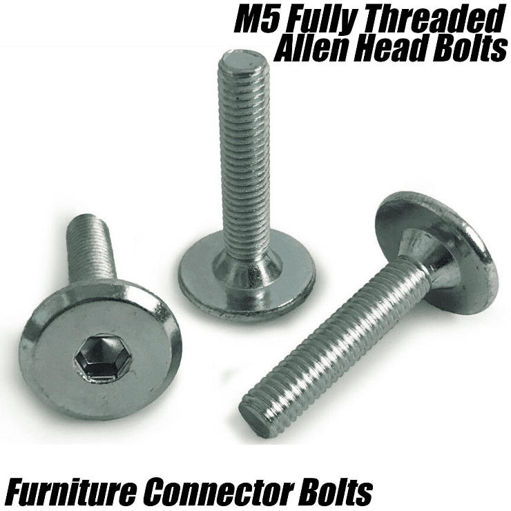 M5 5mm Steel Hex Drive Furniture Connector Bolts with Cross Dowels