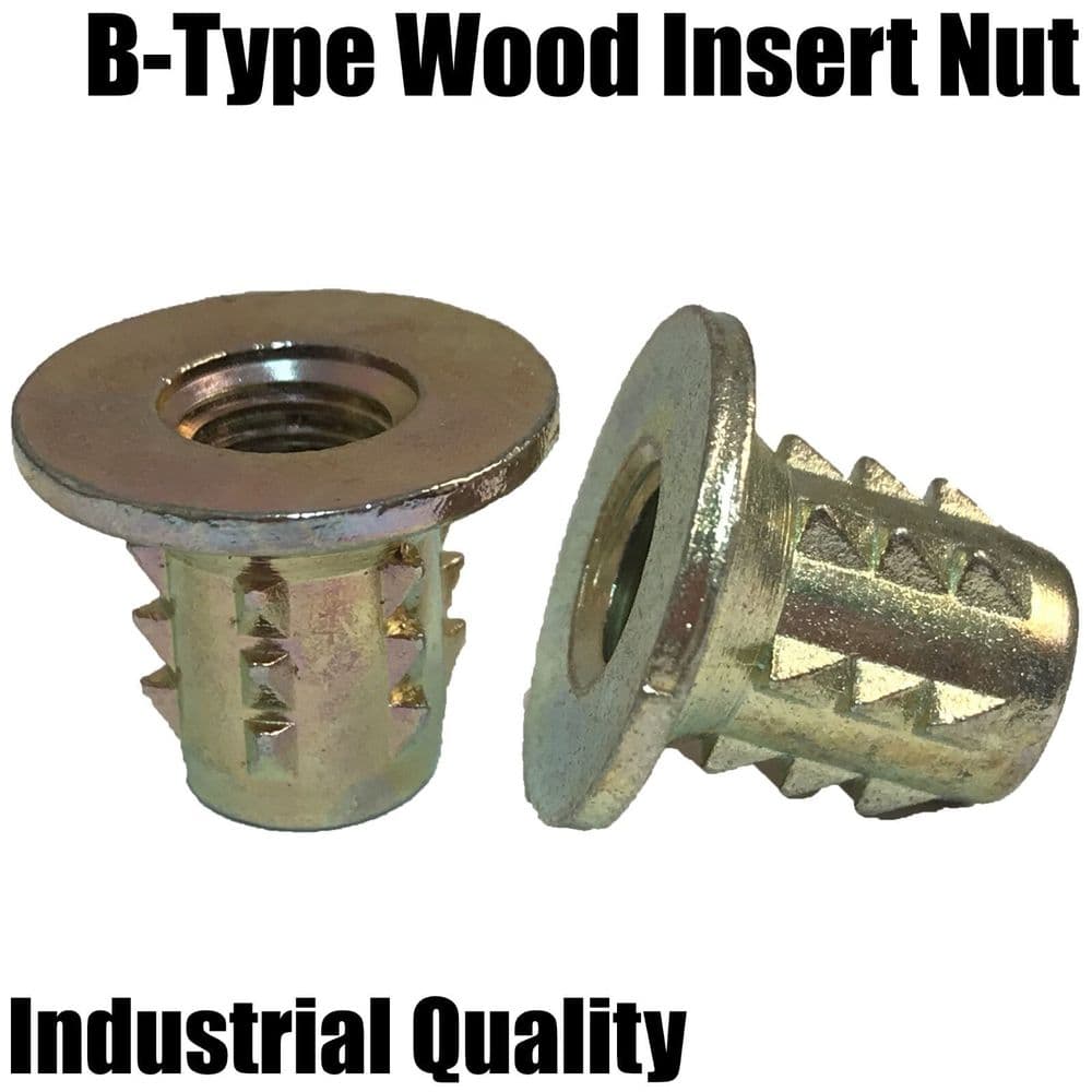M5 M8 Threaded Knock In Fixing Type B Wood Insert Flanged Zinc