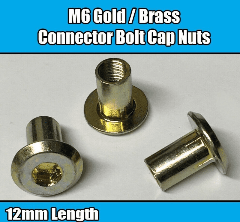 M6 Gold Brass Yellow Furniture Connector Bolt End Cap Nuts