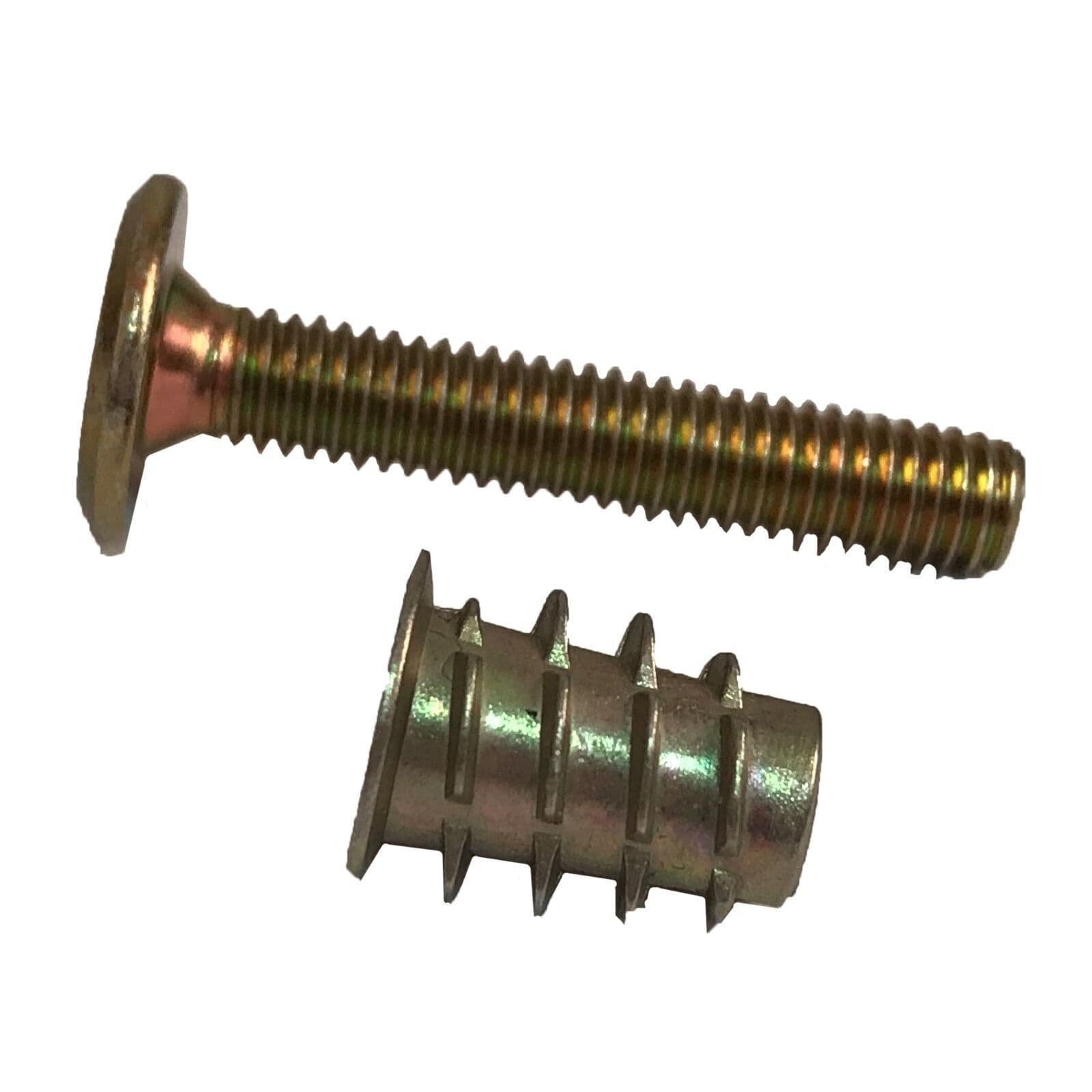 M6 Gold Yellow Furniture Connector Bolts 6mm Wood Inserts Hex Drive ...