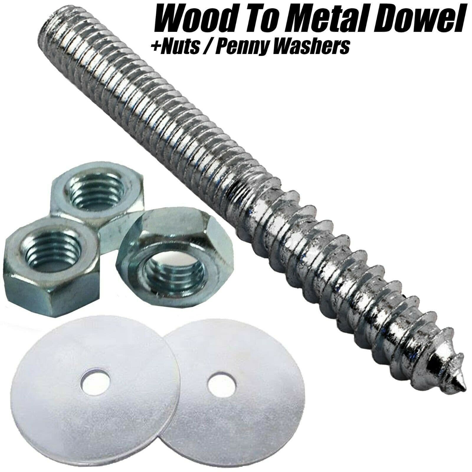 M6 Wood To Metal Dowels Hanger Bolts Threaded Furniture Screws