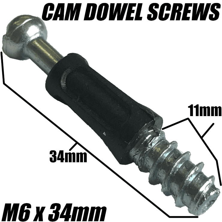 M6X34mm Cam Dowel Flat Pack Furniture Wood Screw Ikea Argos