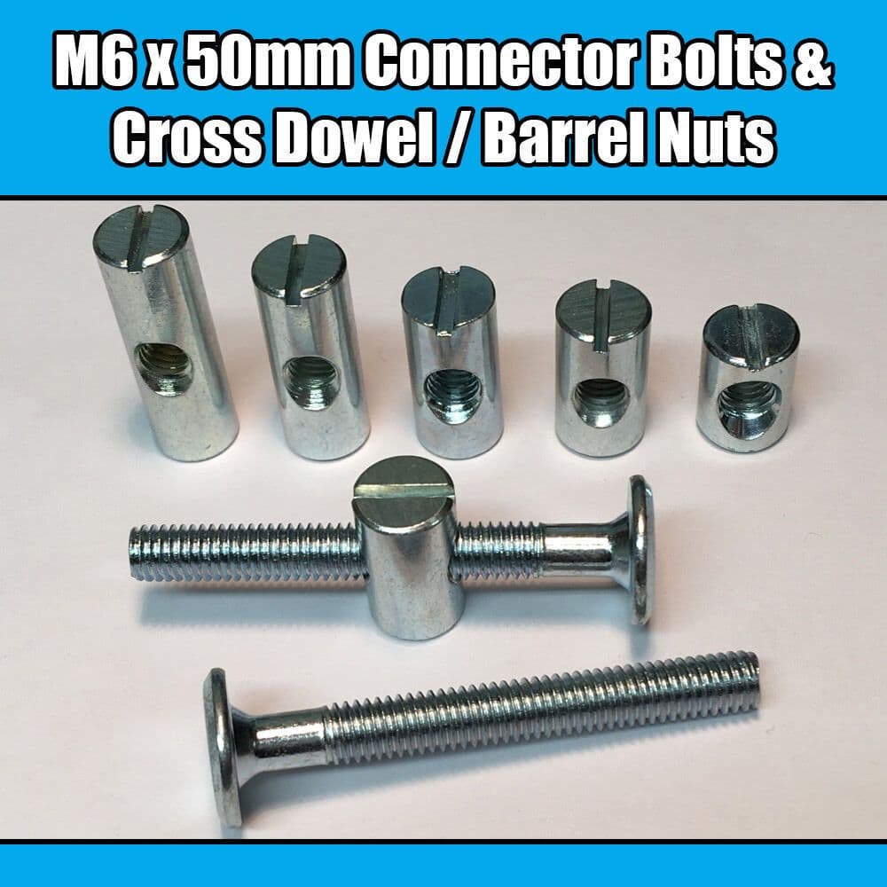 10pcs M6 Furniture Bolt In, Screws Fixing Screws Carbon Steel 70mm Nut Bolt Sets With 6mm Barrel Nuts Connector Fastener 3 thumbnail image