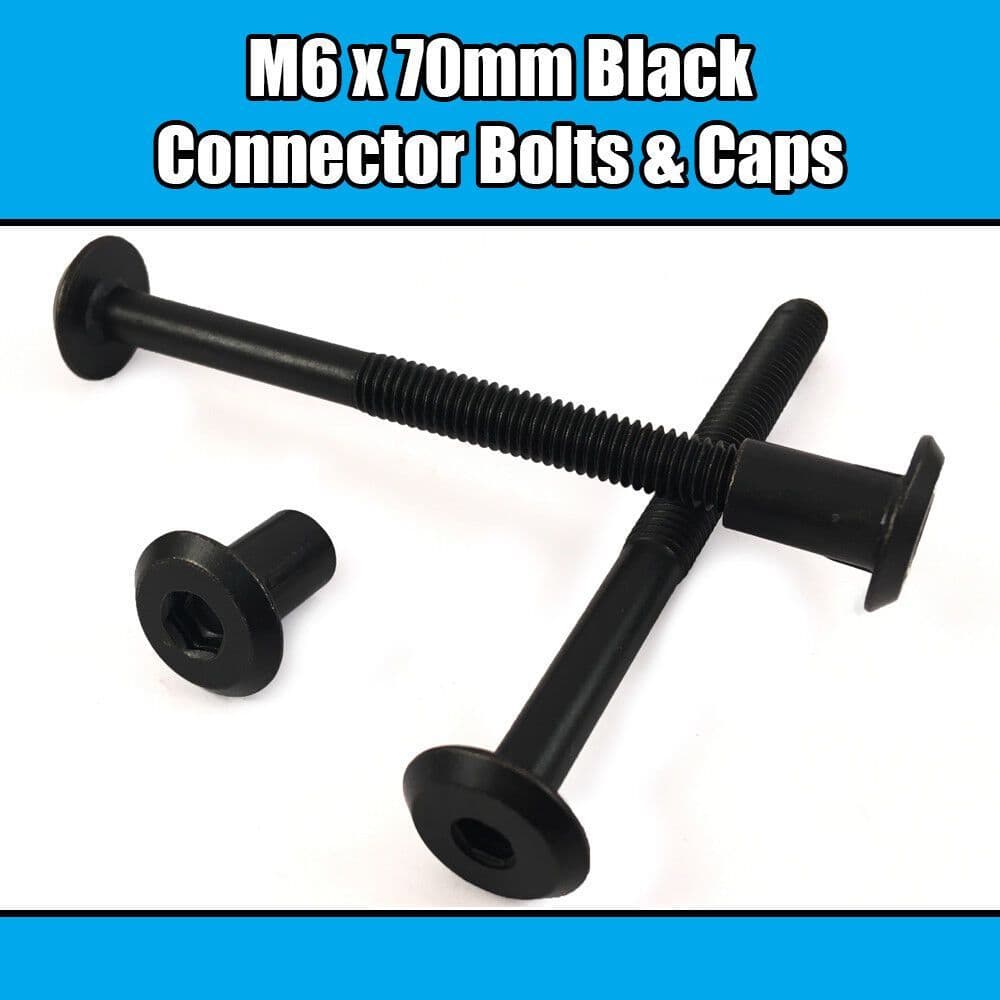 M6x70mm Black Furniture Connector Bolts With Cap Nuts Joint Fixing Bed Cot