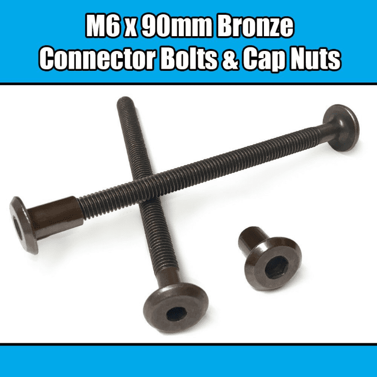 M6X90mm Bronze Furniture Connector Bolts & End Cap Nuts Joint Fixing