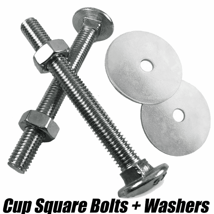 M8 8mm Cup Square Carriage Bolt Coach Bolts Penny Washers & Nuts Zinc