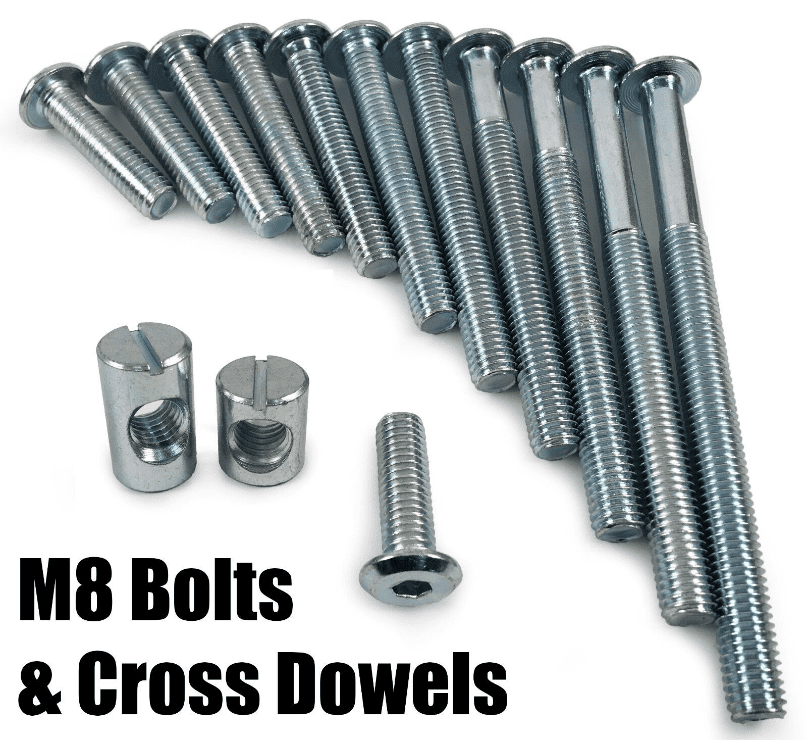 M8 Furniture Connector Bolts & Cross Dowel Barrel Nut Joint Fixing
