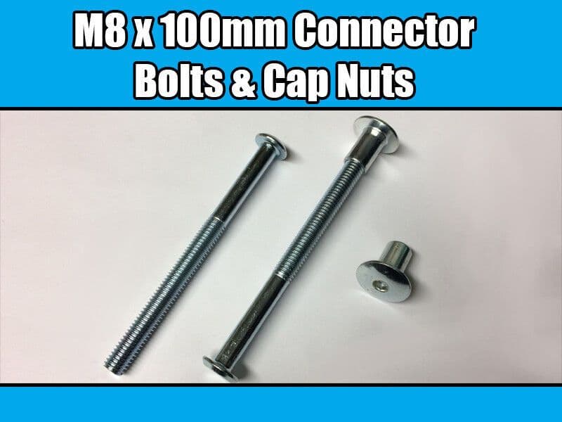 M8X100mm Furniture Connector Bolts & End Cap Nuts Allen Key Dome Head