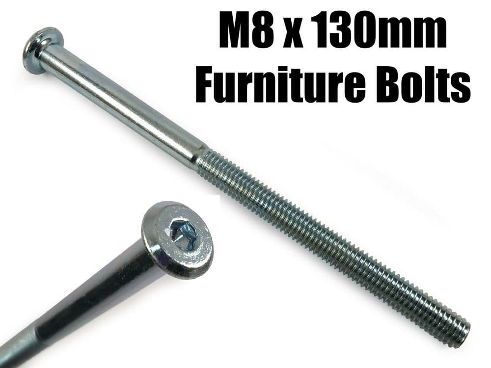 M8x130mm Furniture Connector Bolts Flat Head Joint Fixing Unit Bed Cot Desk
