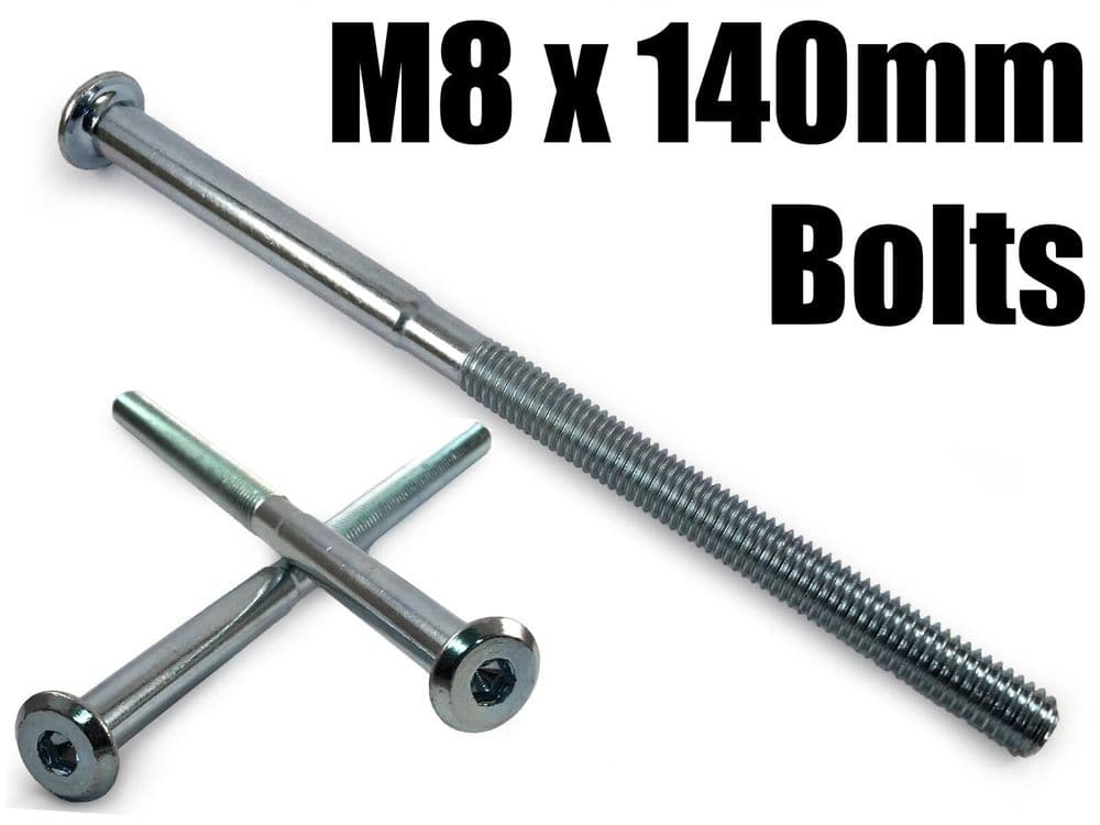 M8x140mm Furniture Connector Bolts Flat Head Joint Fixing Unit Bed Cot Desk