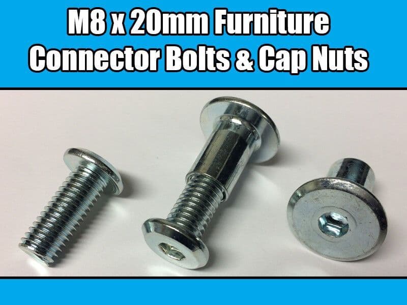 M8x20mm Furniture Connector Bolts Allen Key Flat Head Joint Fixing Unit