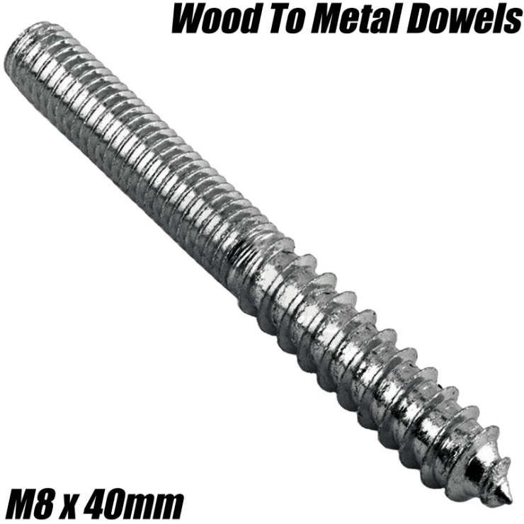 M8X40mm Wood to Metal Dowels Rod Wall Hanger Bolts Furniture Fixing