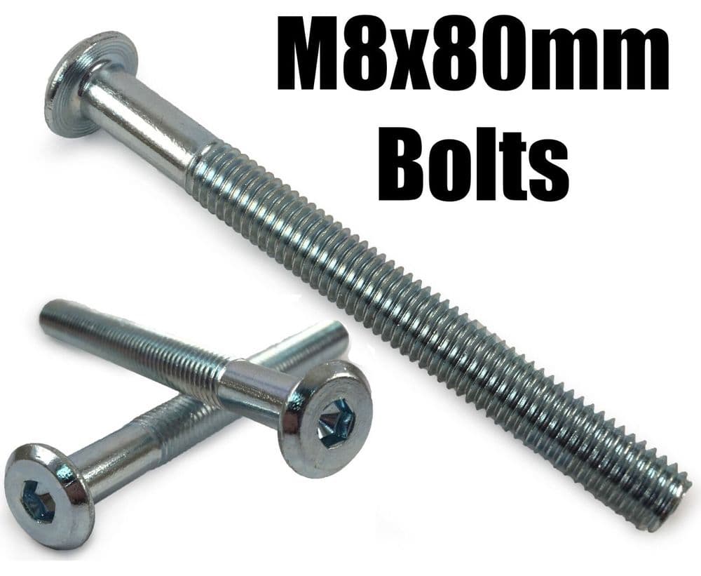 M8x80mm Furniture Connector Bolts Allen Key Flat Head Joint Fixing Unit Bed