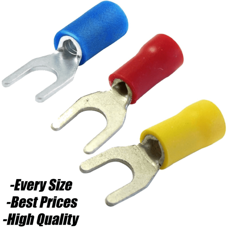 Red Blue Yellow 3.7mm Fork Prong Terminals Wire Cable Connector Sleeve