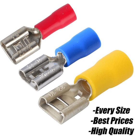Red Blue Yellow Insulated Female Spade Terminal Connector Crimp