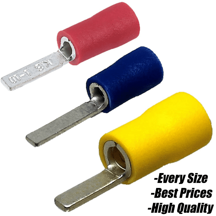 Red Blue Yellow Insulated Flat Blade Terminals Electrical Connectors
