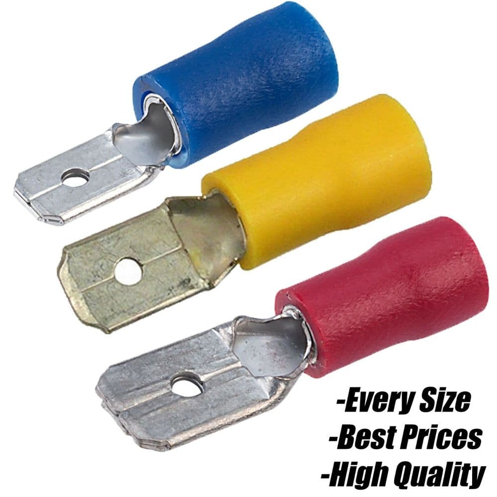 RED BLUE YELLOW MALE TAB TERMINAL CONNECTOR WIRE COPPER ELECTRICAL