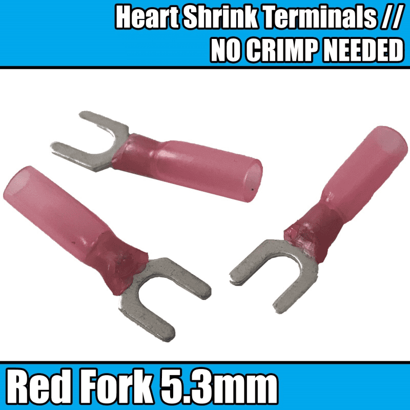 Hordion 100pcs 22-16 AWG Fork Connectors Red Heat Shrink Fork