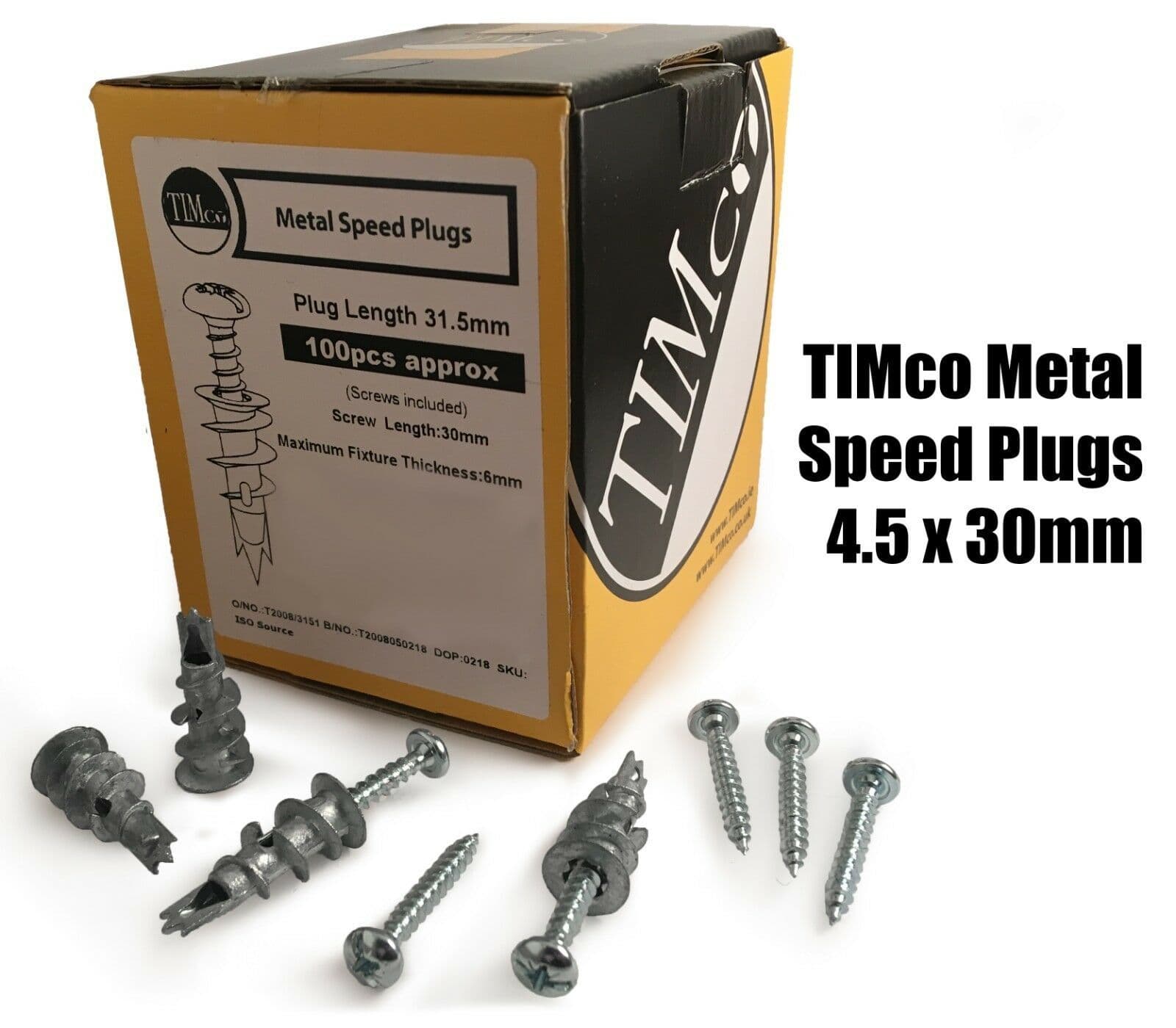 Timco Metal Plasterboard Cavity Wall Speed Fixing Plugs Self Drive With Screws