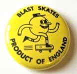 BLAST SKATES "Product of England - Mascot Logo" Badge 2.5cm YELLOW Skateboard