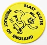 BLAST SKATES  "Round Logo" Sew On Cloth Patch Skateboard 7cm YELLOW