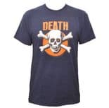 DEATH SKATEBOARDS "Brand X Skull" Skateboard T-Shirt NAVY S M or L Tee