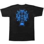 DOGTOWN "Cross Logo" Skateboard T-Shirt BLACK / BLUE S M L or XL Old Skool Tee 1970s Wes Humpston