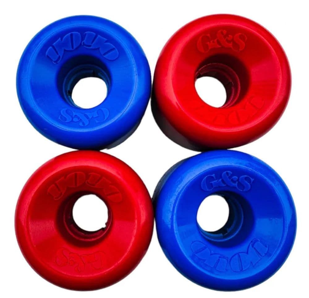 G&S "YoYo" Skateboard Wheels 63mm 86a Mixed Set BLUE & RED YoYos 1970s
