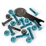 INDEPENDENT "Precision Bolts"  Skateboard Truck Mounting Bolts BLUE 1.0" + TOOL Phillips