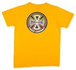 INDEPENDENT "Split Cross" Youth Skateboard T-Shirt GOLD  S M L or XL Kids  INDY TEE