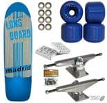 MADRID "Retro Longboard" Complete Skateboard 10.25" x 36.25" BLUE Fly Wheels Old Skool