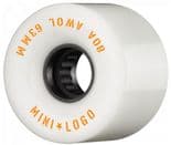 MINI LOGO "A.W.O.L." Skateboard Longboard Wheels 63mm 80a WHITE Soft Transport Cruise