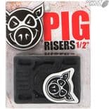 PIG "Risers" Skateboard 1/2" Hard Riser Pads Longboard BLACK Pair